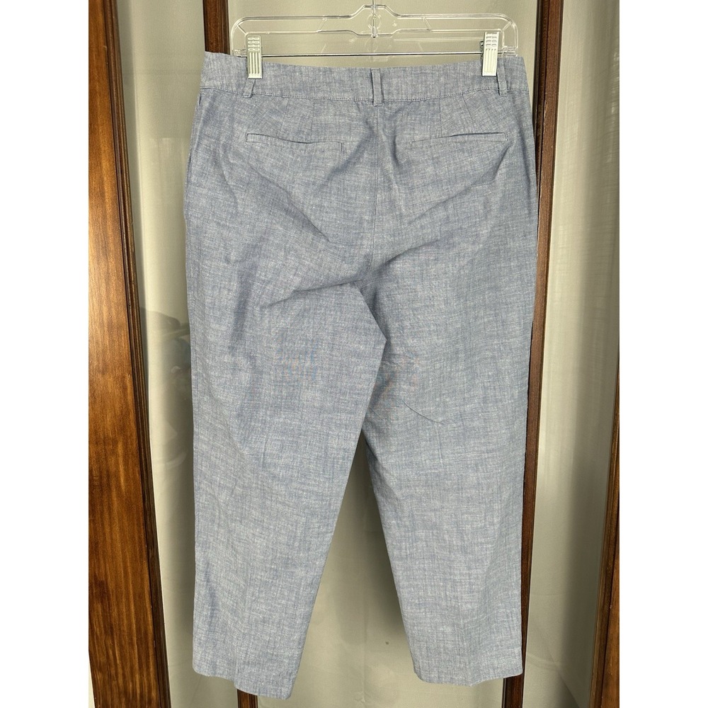 Talbots Perfect Crop Chino Pants Size 8 Women's Blue Cotton Denim Look Chambray - Picture 2 of 8